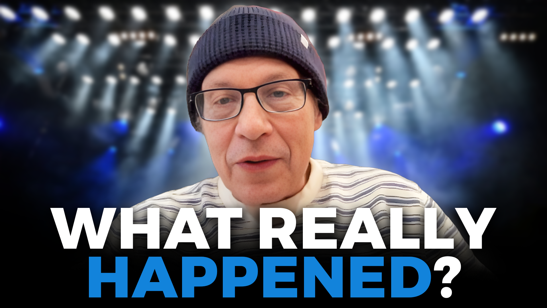 Thumbnail for The Untold Story of The New Cars ft. Elliot Easton: Elliot Easton in front of stage lights with the words What Really Happened?